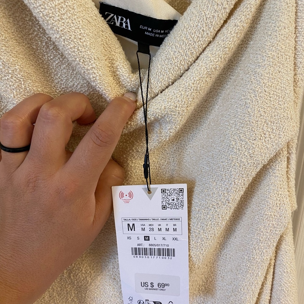 NWT Zara One Shoulder Dress in Cream - Picture 6 of 6
